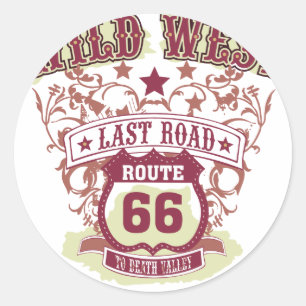 Wild West letzte Straße Route 66 bis Totental Runder Aufkleber