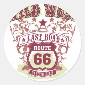 Wild West letzte Straße Route 66 bis Totental Runder Aufkleber
