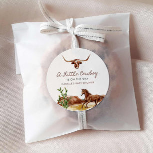 Wild West Little Cowboy Baby Shower Runder Aufkleber