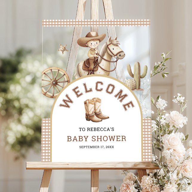 Wild West Little Cowboy Baby Shower Welcome Acrylschild (Von Creator hochgeladen)