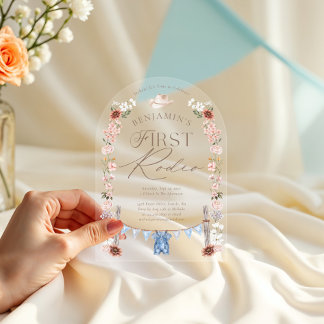 Wild West Little Cowboy First Rodeo 1. Geburtstag Acryleinladungen