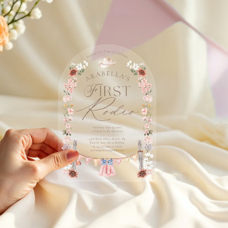 Wild West Little Cowgirl First Rodeo 1. Geburtstag Acryleinladungen