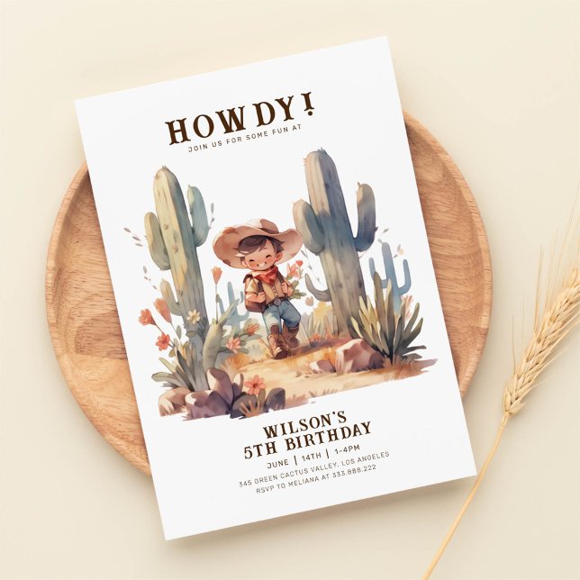 Wild West Modern Cowboy Birthday Einladung (Von Creator hochgeladen)