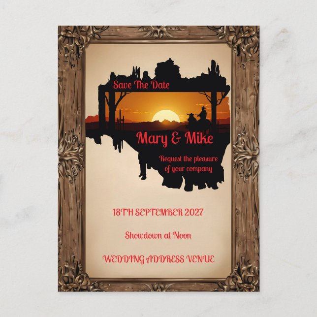Wild West Novelty Wedding Einladung (Vorderseite)