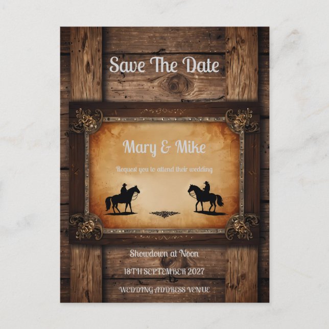 Wild West Novelty Wedding Einladung (Vorderseite)