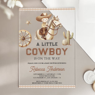 Wild West Ranch Rodeo Kleiner Cowboy Baby Shower Acryleinladungen