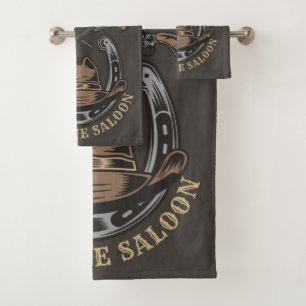 Wild West Revolver Horseshoe Western Cowboy Saloon Badhandtuch Set