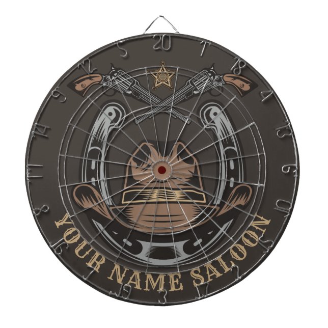 Wild West Revolver Horseshoe Western Cowboy Saloon Dartscheibe (vorne)