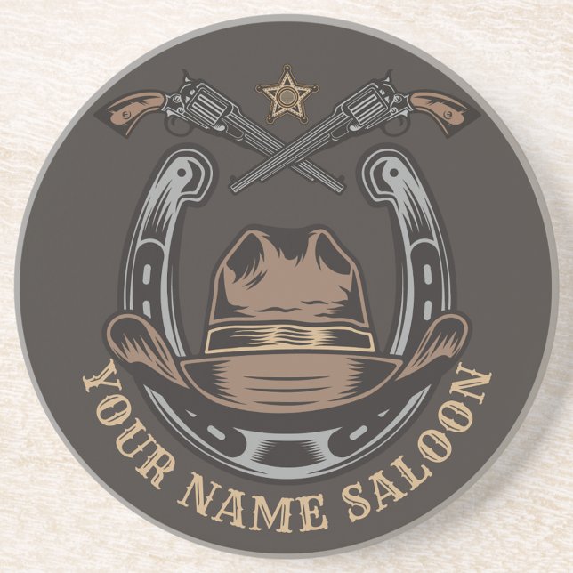 Wild West Revolver Horseshoe Western Cowboy Saloon Getränkeuntersetzer (Von Creator hochgeladen)