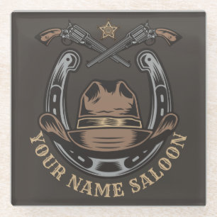 Wild West Revolver Horseshoe Western Cowboy Saloon Glasuntersetzer