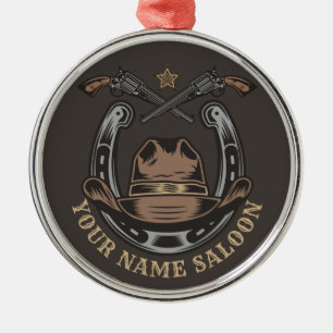 Wild West Revolver Horseshoe Western Cowboy Saloon Ornament Aus Metall