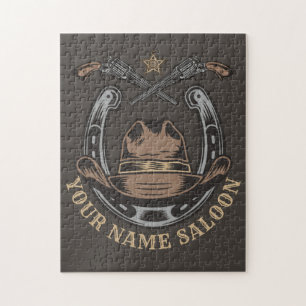 Wild-West-Revolver Hufeisen Western Cowboy Saloon Puzzle