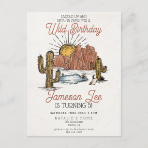 Wild-West-Rodeo-Cowboy-Geburtstagseinladung Postkarte