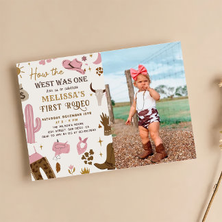 Wild West Rodeo Cowgirl Ranch Birthday Foto Einladung