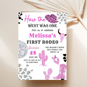 Wild West Rodeo Disco Pink Cowgirl Birthday Party Einladung