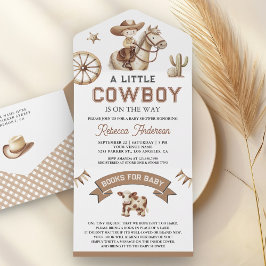Wild West Rodeo Western Little Cowboy Baby Shower All In One Einladung