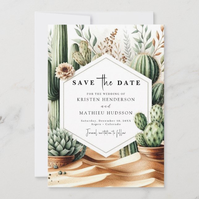 Wild West Romantic Cactus Wedding Save The Date (Vorderseite)