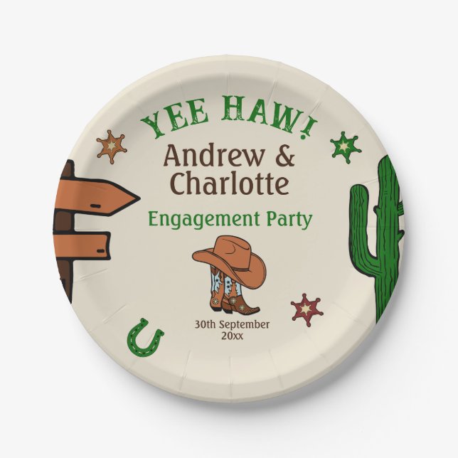 Wild West Rustic Cowboy Western Party Pappteller (Vorderseite)