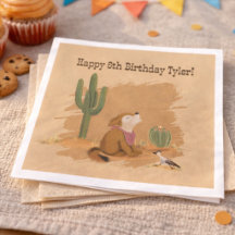Wild West Rustic Fun Cowboy Birthday Paper Napkin