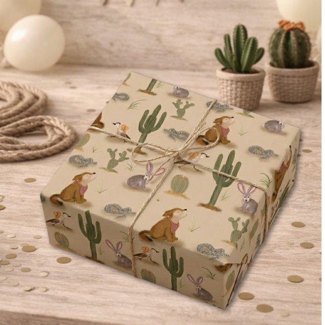 Wild West Rustic Wüstentiere Geburtstag Geschenkpapier (Von Creator hochgeladen)