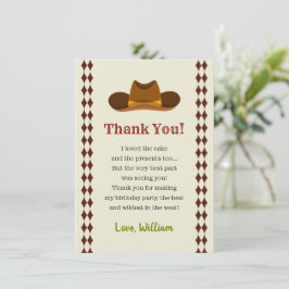 Wild West Saloon Cowboy Birthday Party Boys Kinder Dankeskarte
