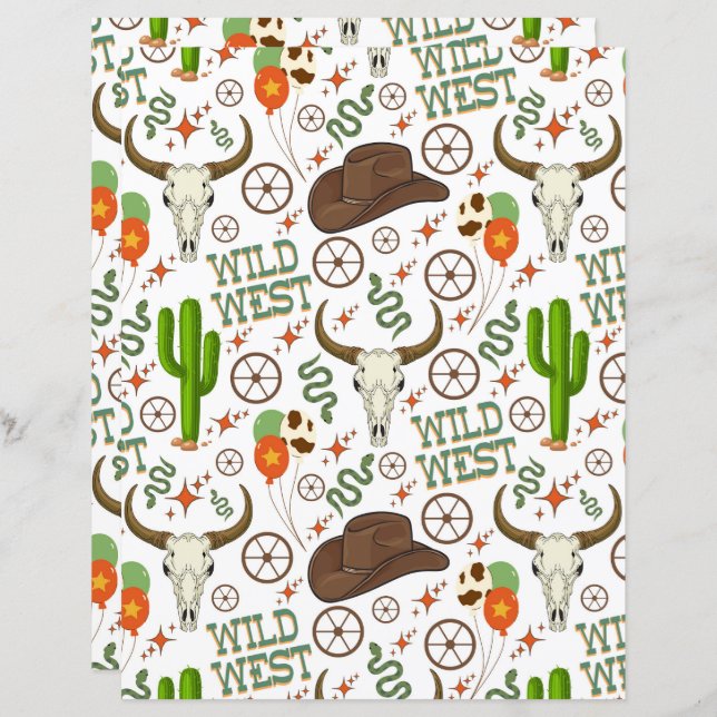 Wild West Scrapbook Paper (Vorne/Hinten)