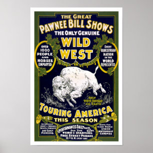 Wild West Show, 1903. Vintage Western-Werbung Poster