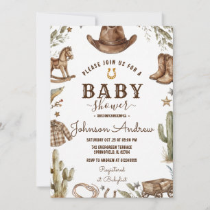Wild West Western Baby Shower Rodeo Junge Einladung