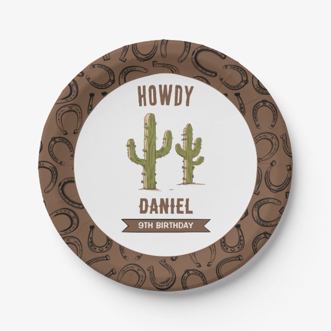 Wild West Western Birthday Pappteller (Vorderseite)