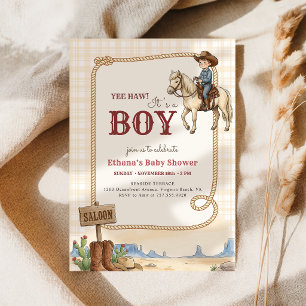 Wild-West-Western-Cowboy-Jungen-Baby-Party Einladung