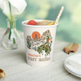 Wild West Western Cowgirl 1st Birthday Paper Cups Pappbecher
