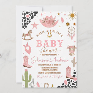 Wild West Western Cowgirl Baby Shower Rodeo Mädche Einladung
