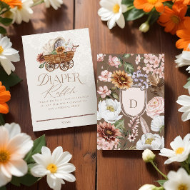 Wild West Western Floral Wagon Baby Diaper Raffle Begleitkarte