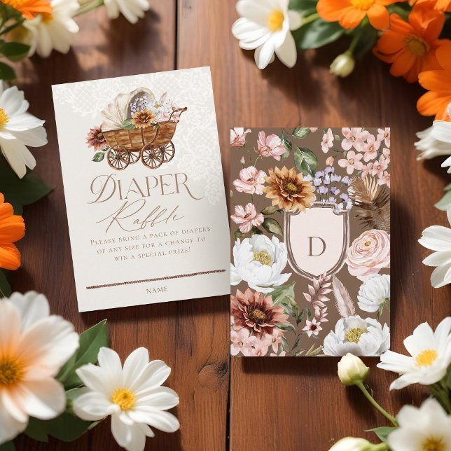 Wild West Western Floral Wagon Baby Diaper Raffle Begleitkarte (Wild West Western Floral Wagon Baby Diaper Raffle Enclosure Card)
