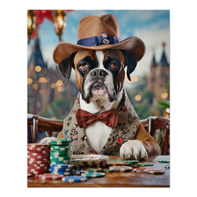 Wild West Willy, Boxer spielt Poker Poster (Vorderseite)