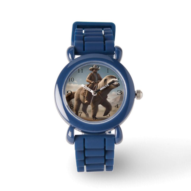 "Wild West Wonders: Cowboy Riding a Sloth Horse" Armbanduhr (Vorderseite)