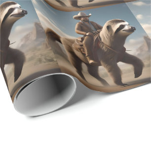 "Wild West Wonders: Cowboy Riding a Sloth Horse" Geschenkpapier