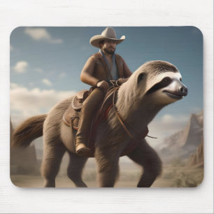 "Wild West Wonders: Cowboy Riding a Sloth Horse" Mousepad