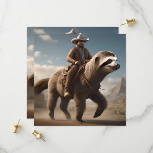 "Wild-West-Wunder: Cowboy reitet auf Faultier-Pfer Save The Date