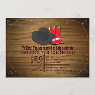 Wild Western Country Rope Boots & Hat Einladung