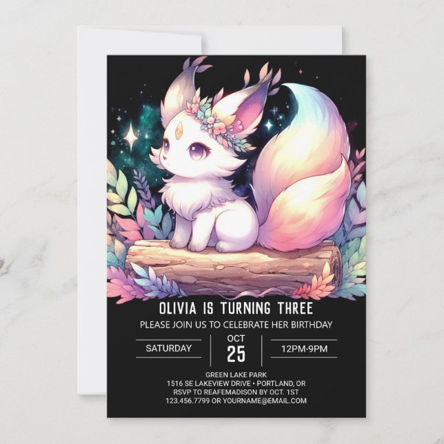 Wild Whimsical Fox Geburtstag digital Einladung (Vorderseite)