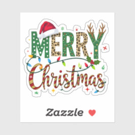 Wild & Whimsical Merry Christmas Leopard Print  Aufkleber