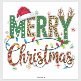 Wild & Whimsical Merry Christmas Leopard Print  Aufkleber