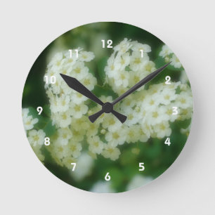 Wild White Rambling Roses Flower Runde Wanduhr