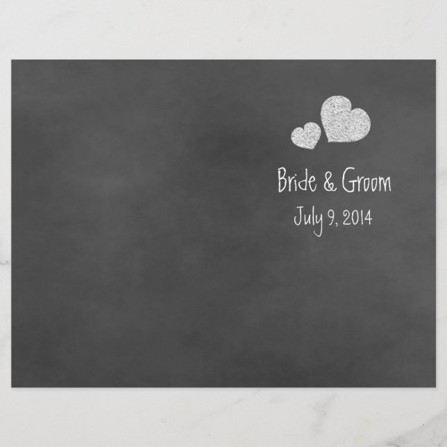 Wild White Roses Chalkboard Folded Wedding Program (Vorderseite)
