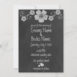 Wild White Roses Chalkboard Hochzeit Einladung