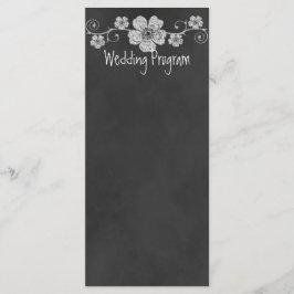 Wild White Roses Chalkboard Wedding Program Card Programm