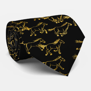 Wild Wild Horses Black and Gold Neck Tie Krawatte