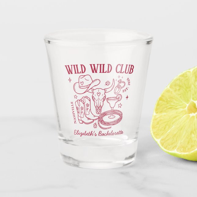 Wild Wild West Western Junggesellinnenabschied Schnapsglas (Vorderseite)