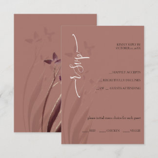 Wild & Wine-Stained Watercolor Floral RSVP Card Karte
